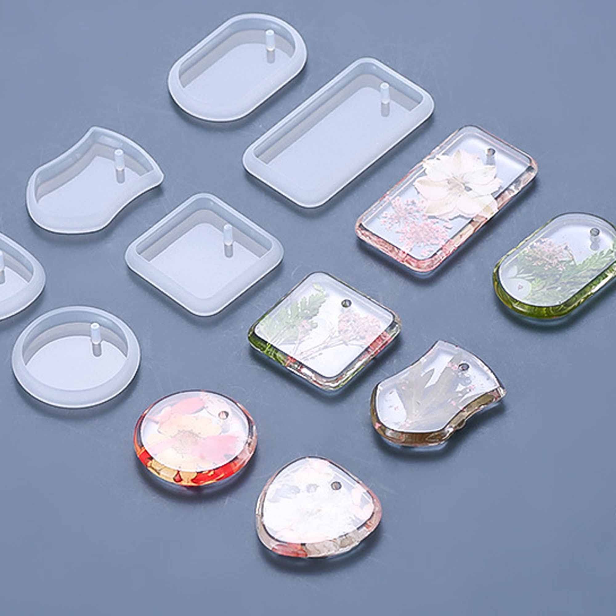 Premium DIY Resin Pendant Molds Set - Heart, Round, Oval, Square & Rectangular Silicone Jewelry Molds for Handmade Necklaces, Keychains & Gifts - Perfect for Crafting, DIY Projects & Resin Art Creations