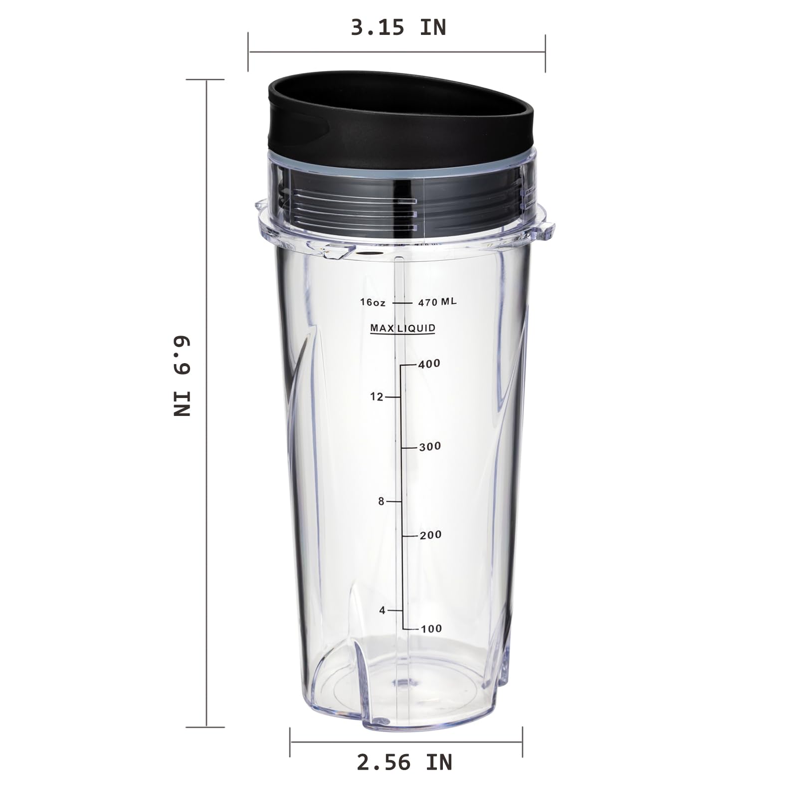 16oz Replacement Cups for Ninja QB3001SS Compact Personal Blender with Lids - 2 Pack - Perfect for Smoothies, Protein Shakes & On-the-Go Blending