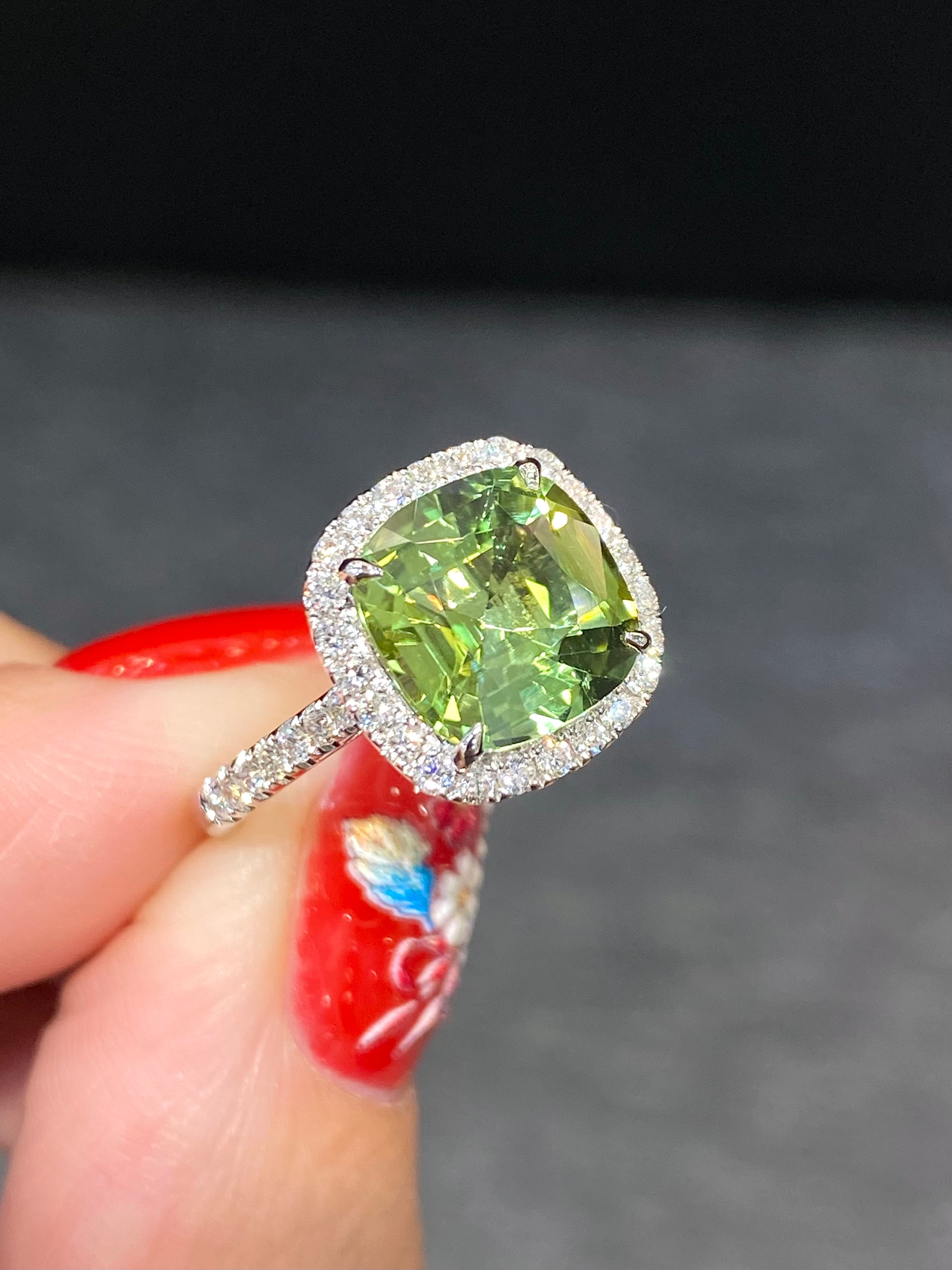 Natural Green Tourmaline 2.87 Carat Gemstone Ring for Women | Handcrafted Sterling Silver Jewelry | Perfect for Engagement, Wedding & Everyday Wear