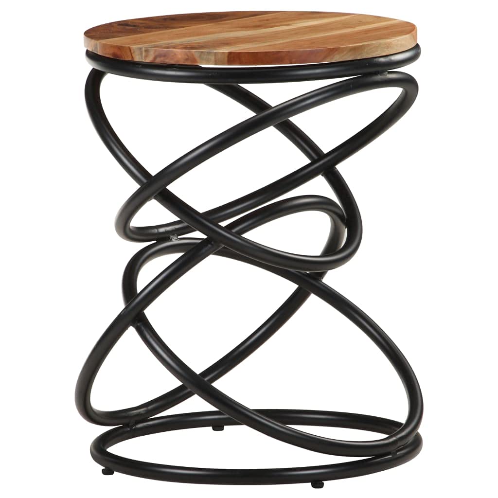 Round Acacia Wood Side Table - 15.7