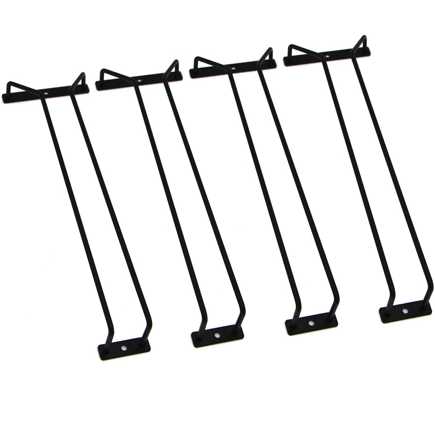14-Inch Black Stainless Steel Under Cabinet Wine Glass Rack - Hanging Stemware Holder for Kitchen, Bar & Cabinet Storage (Set of 4) - Perfect for Organizing Wine Glasses & Saving Space