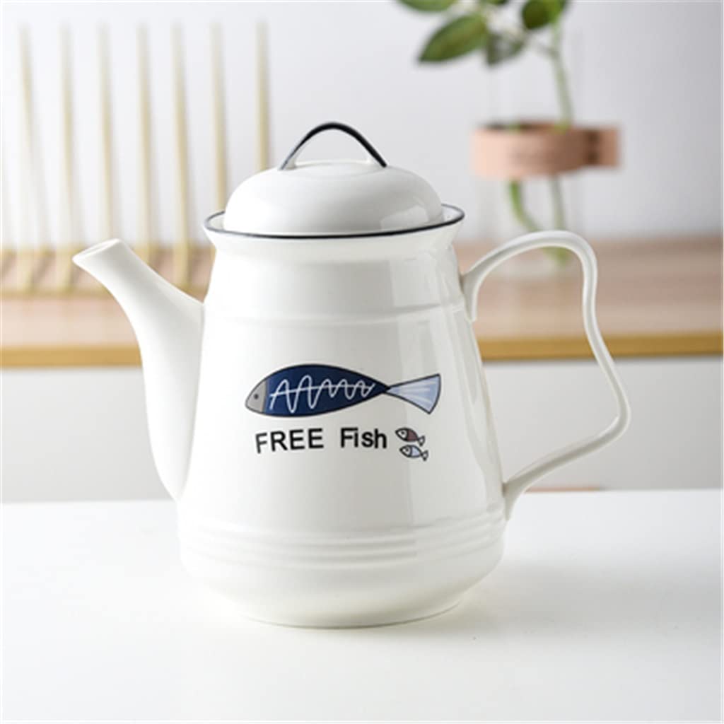 KGEZW 1.8L Large Capacity Ceramic Tea Kettle - Elegant Cold Water Pot for Home & Office Use (Color: Blue) | Perfect for Tea Brewing, Iced Tea Making & Kitchen Decor