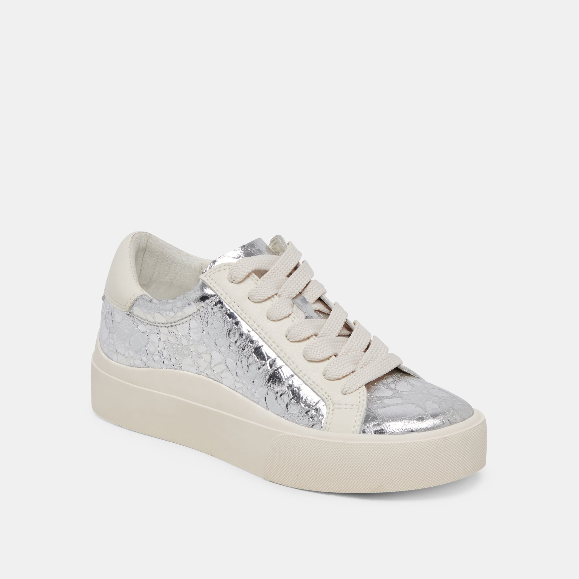 ZAYN 360 Sneakers for Men & Women - Silver Distressed Leather Fashion Shoes - Comfortable Walking & Running Shoes for Casual Wear, Gym, and Outdoor Activities