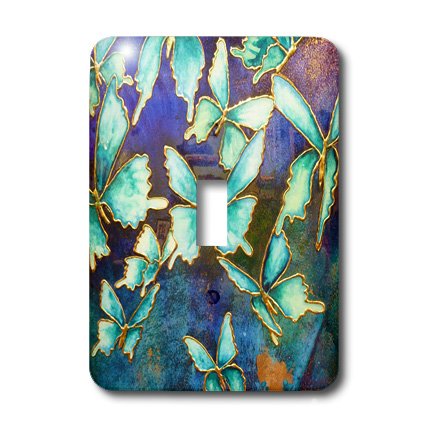 3DRose Aqua and Gold Dancing Butterflies Light Switch Cover - Decorative Wall Plate for Bedroom, Living Room, Kitchen, Bathroom | Home Decor & Interior Design Upgrade