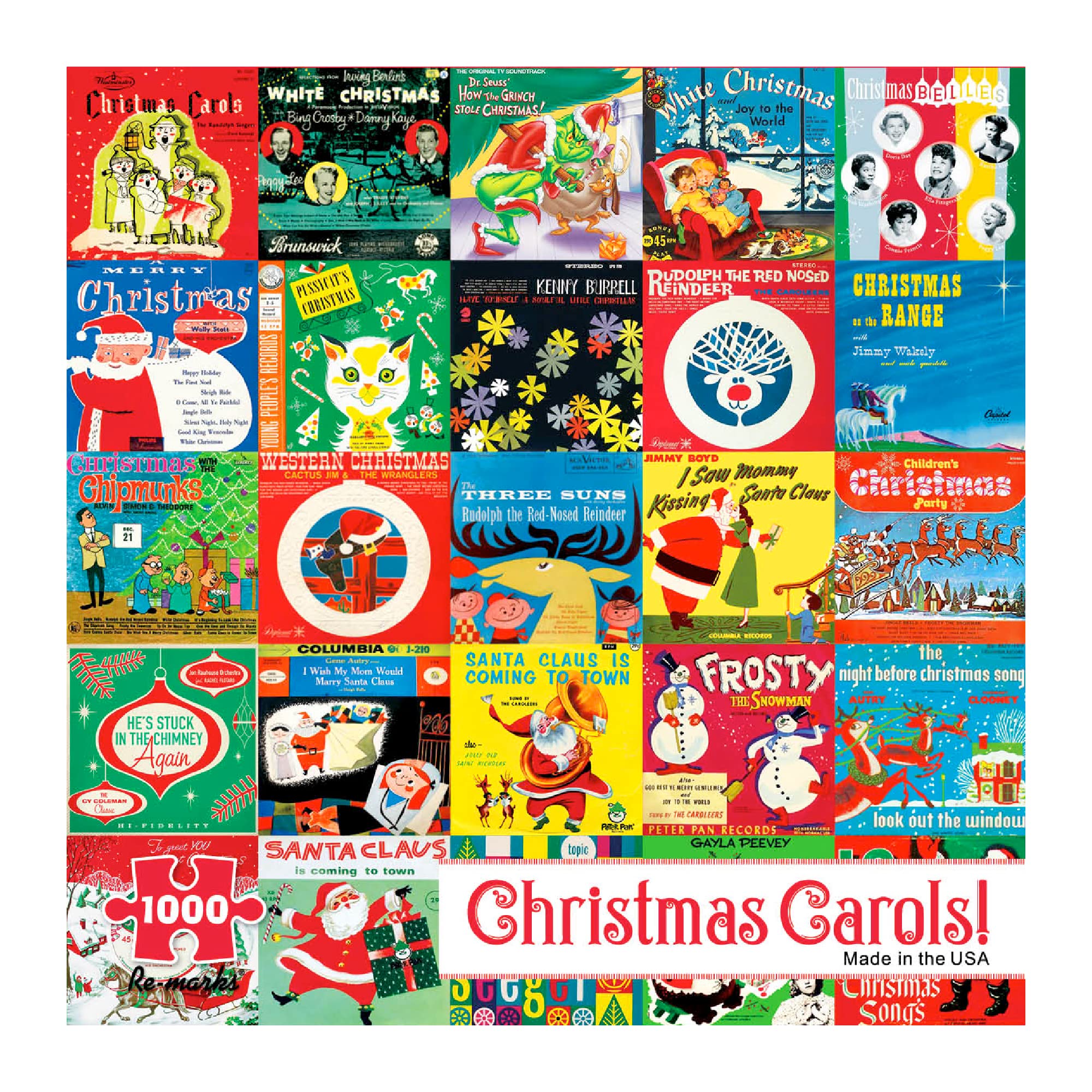 Re-marks Christmas Carols 1000-Piece Jigsaw Puzzle - Festive Holiday Collage Puzzle for Adults & Families | Perfect for Christmas Decorations & Winter Family Bonding Activities