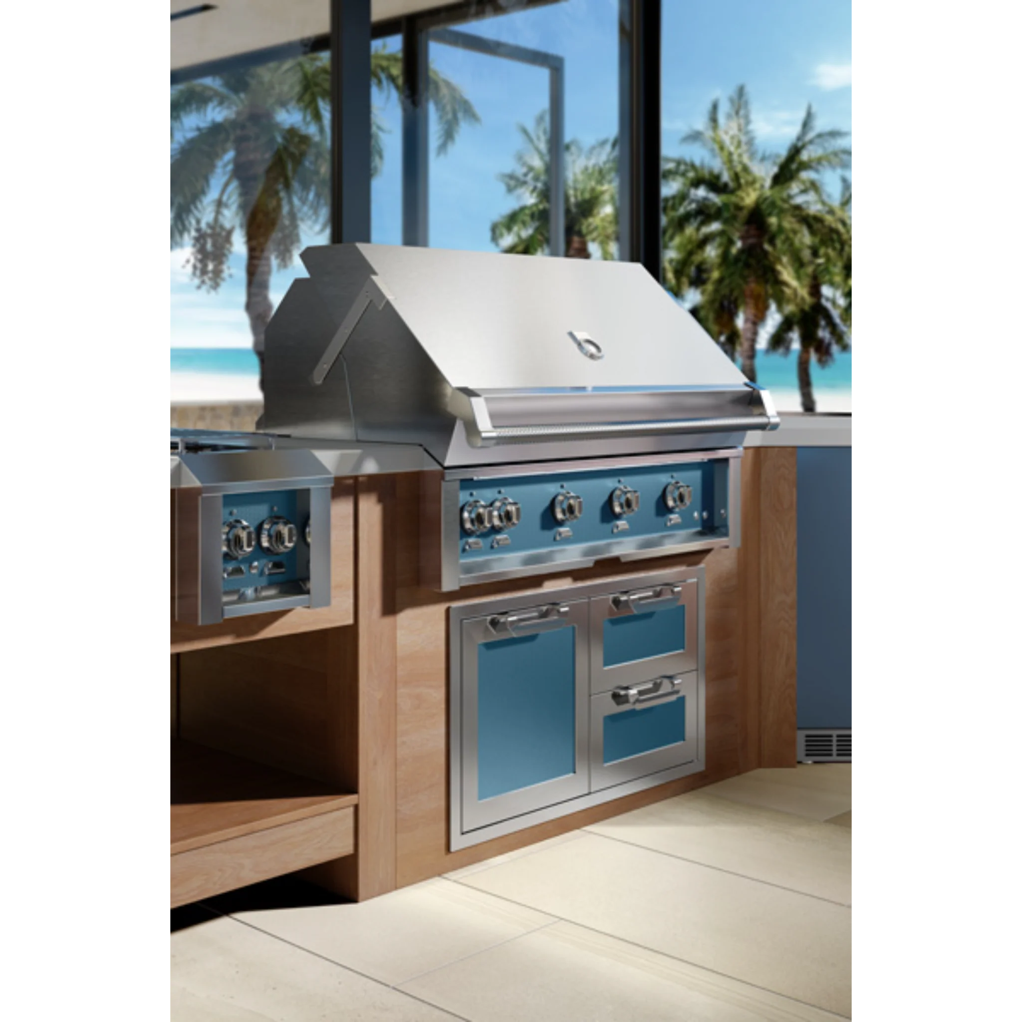 Hestan 42-Inch Outdoor Combo Door & Drawer Stainless Steel Grill Cabinet - Perfect for Backyard BBQ, Patio Cooking, and Outdoor Kitchen Storage