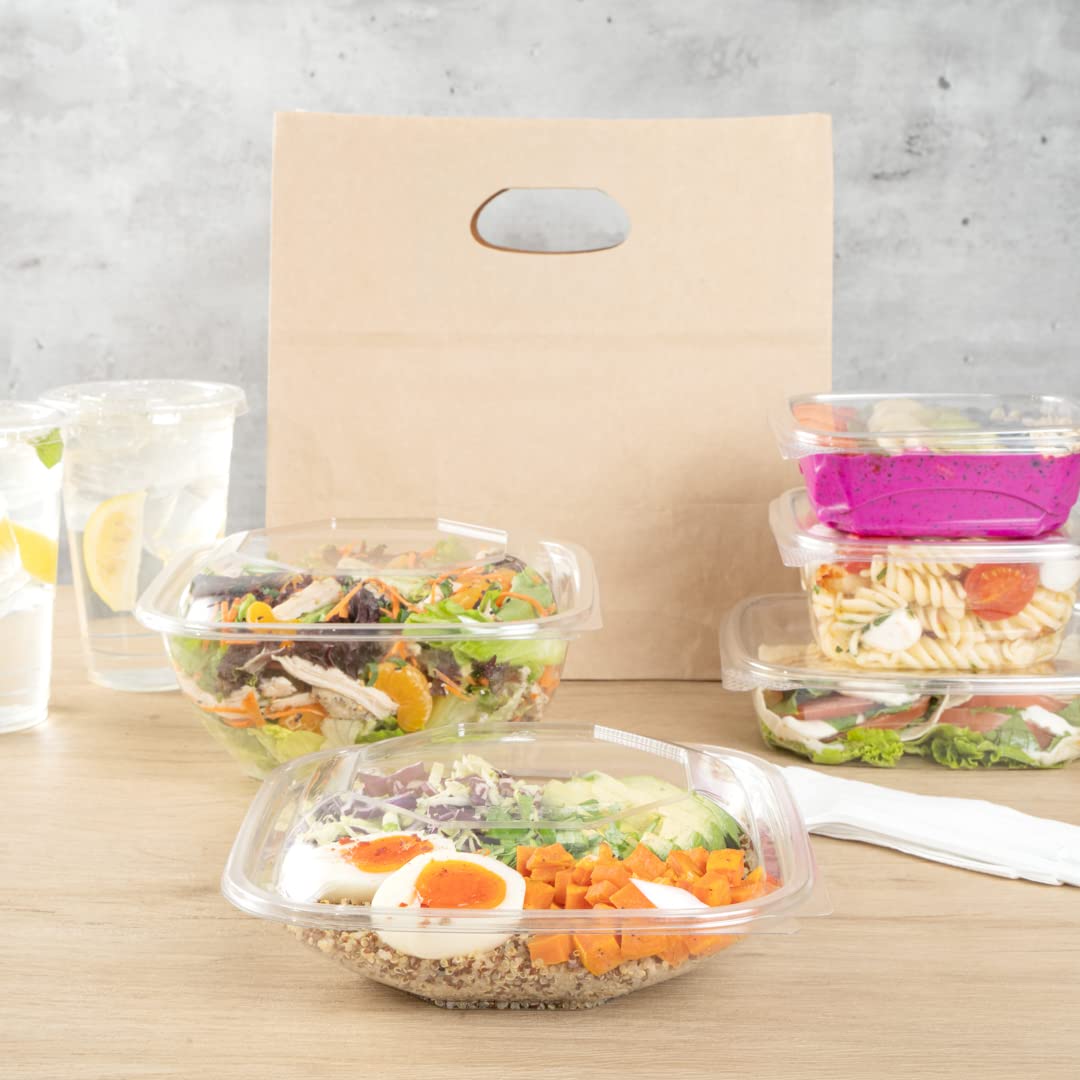 Restaurantware Thermo Tek 25.4oz Clear Plastic Salad Bowls with Lids - 100-Pack Freezable, Anti-Fog Disposable Food Containers for Takeout, Meal Prep & Catering | Perfect for Salads, Soups, Noodles & Party Serving