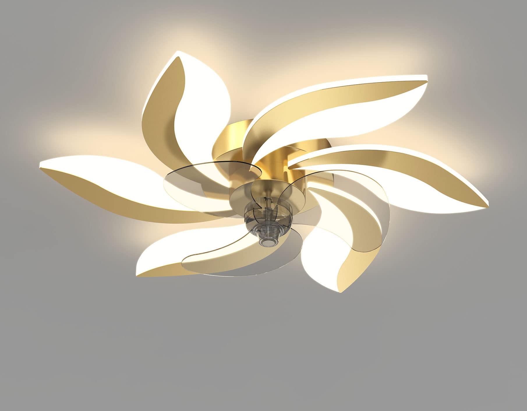 Modern Gold Ceiling Fan with Light & Remote Control - 6-Light LED Dimmable Chandelier for Bedroom, Dining Room & Living Room | Quiet Operation, Energy Efficient Lighting & Stylish Home Decor