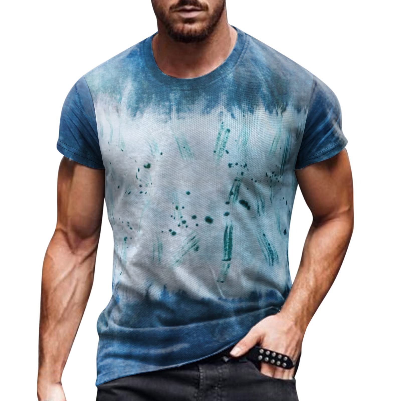 Maryia Men's Hipster Hip Hop Tie Dye Graphic T-Shirt - Short Sleeve Round Neck Casual Tee for Streetwear & Summer Outfits