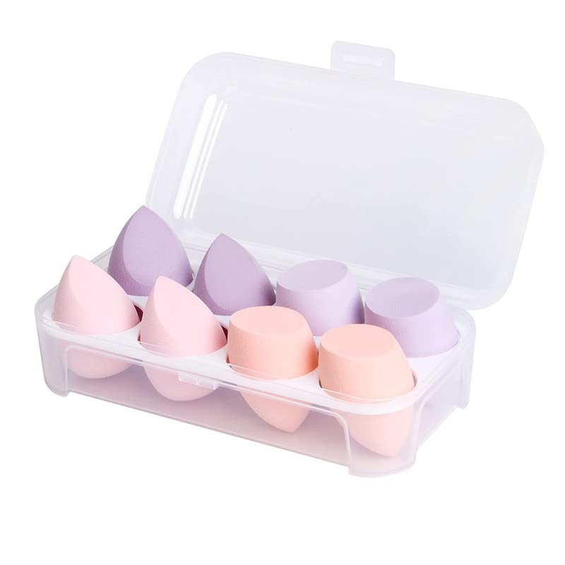 Staila 8-Piece Latex-Free Vegan Makeup Sponge Set with Storage Box - Beauty Blender for Liquid Foundation, BB Cream & Powder (Multicolor) | Perfect for Professional Makeup Artists & Everyday Beauty Routine