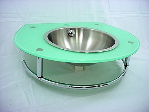 Sea Foam Glass Bathroom Vanity Sink - Stainless Steel Bowl with Modern Design for Bathroom & Powder Room - Perfect for Home, Hotel, and Spa Decor