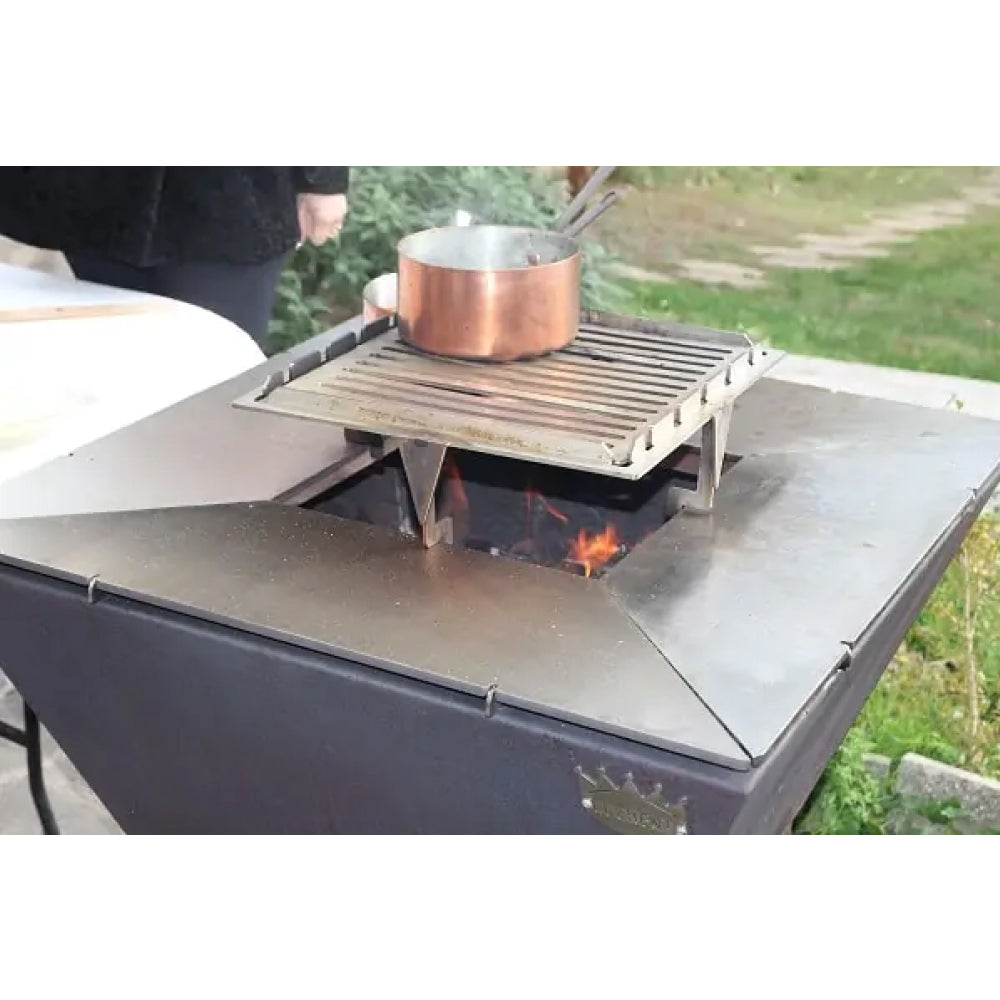 Premium Clementi GRINGO CUBE Flat Top Open Wood Fired BBQ Grill - Outdoor Cooking, Camping, Backyard Parties & Tailgating