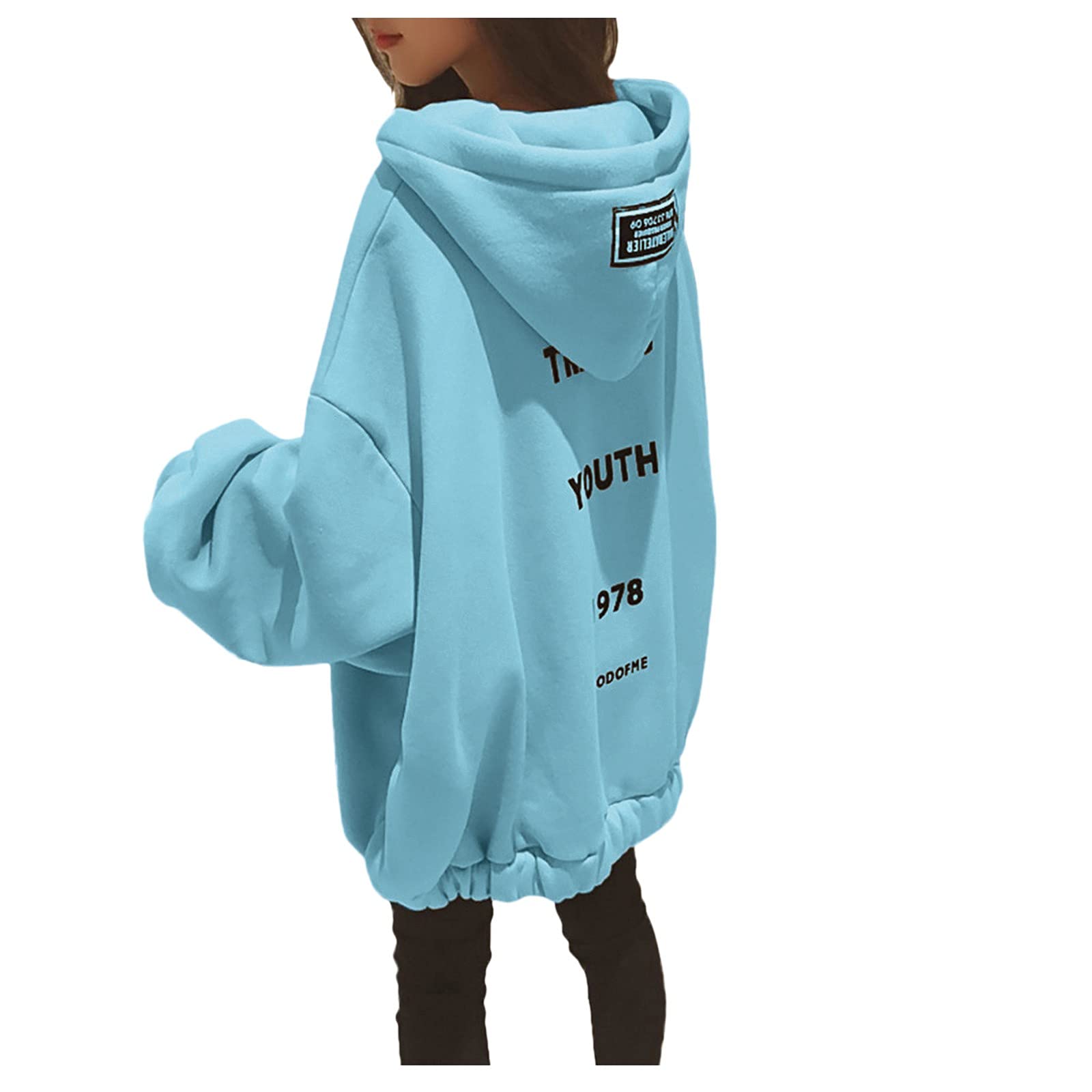 Stylish SHEGNSI Oversized Thick Fleece Zip-Up Hoodie for Women - Cozy Loose Fit with Trendy Letter Print - Perfect for Casual Outfits & Winter Layering