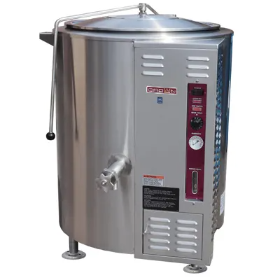Crown GL 40E 40 Gallon Commercial Gas Stationary Kettle - Heavy Duty for Restaurants, Catering & Food Service Businesses