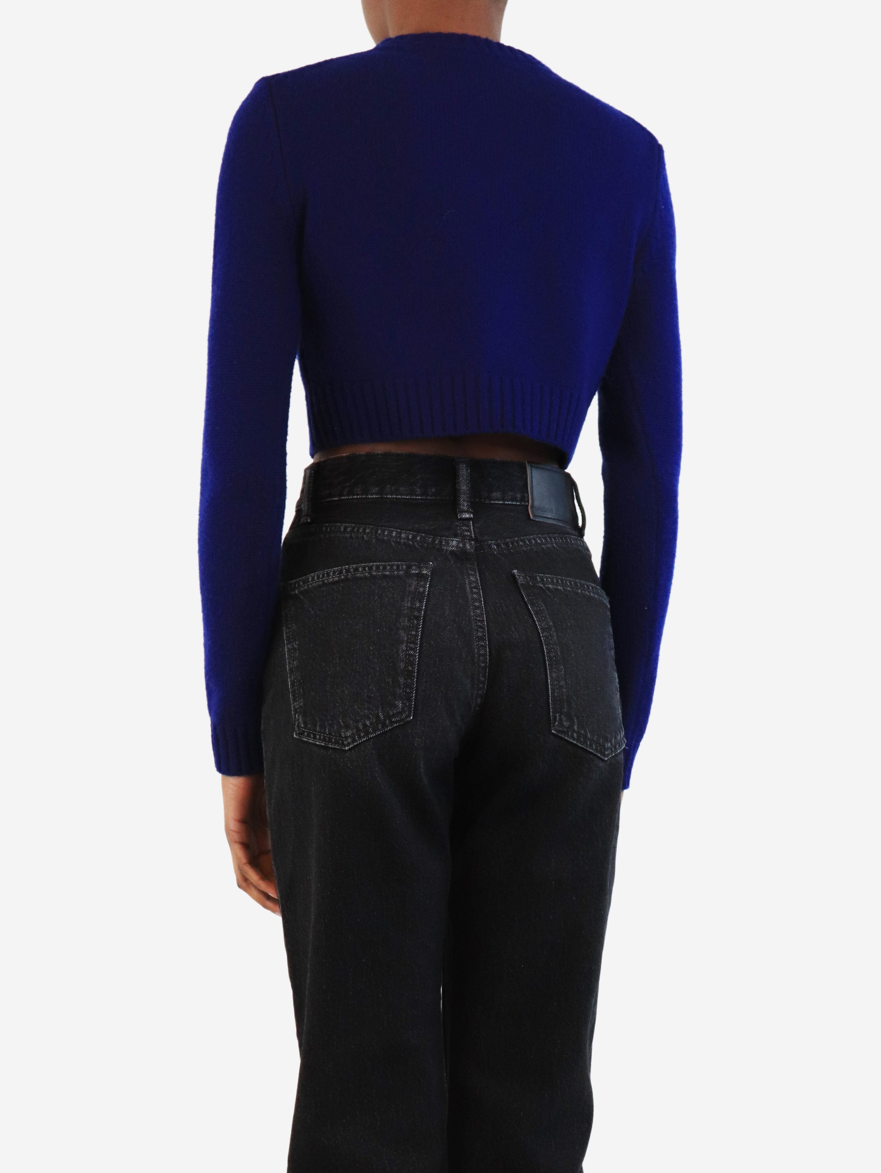 Blue Cropped Jumper Women's XS - Stylish Casual Pullover for Everyday Wear & Layering