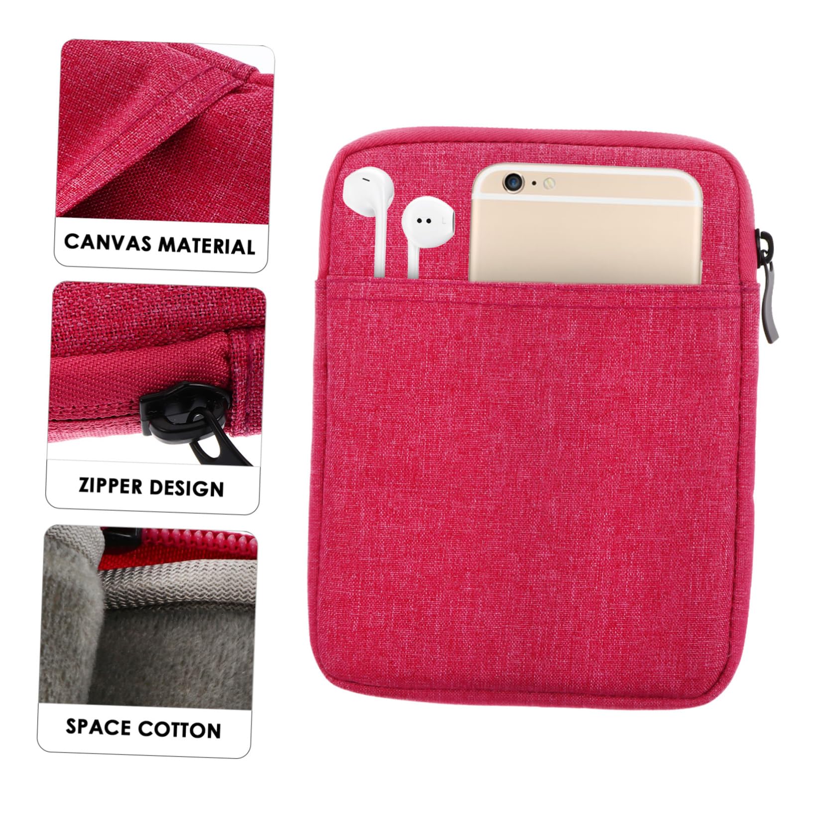Angoily 3-Pack Dirt-Resistant E-Reader Case - Protective Cover for Kindle, Nook & E-Book Readers - Soft Rosy Canvas Fabric - Perfect for Reading at Home, Travel & Commuting