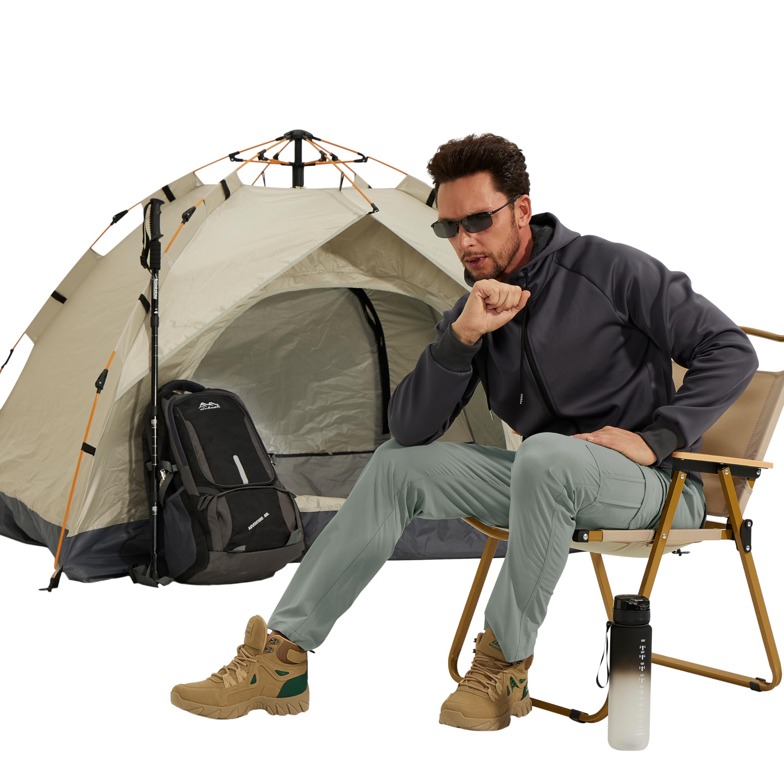 NATUVENIX Men's Lightweight Hiking Pants - Quick Dry Water Resistant Cargo Work & Travel Pants for Outdoor Activities, Camping, Fishing and Hiking Adventures