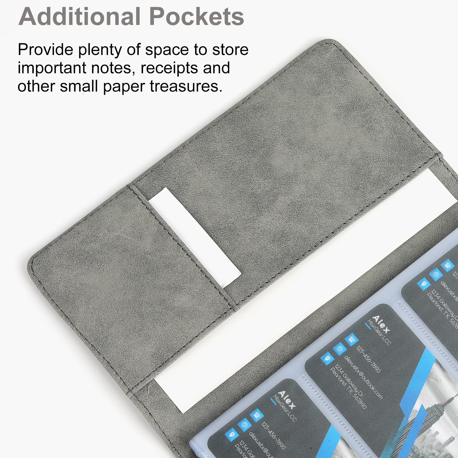 MaxGear Professional PU Leather Business Card Organizer - Holds 240 Cards, Portable Credit Card Binder for Men & Women, Dark Gray - Perfect for Networking Events, Office Use & Business Travel