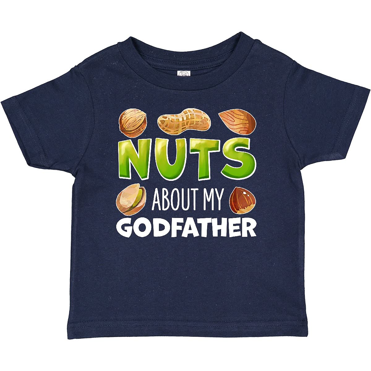 Inktastic Nuts About My Godfather Peanut Almond Pistachio Baby T-Shirt - Cute & Funny Gift for Godfathers, Fathers Day, Baby Showers & Family Events