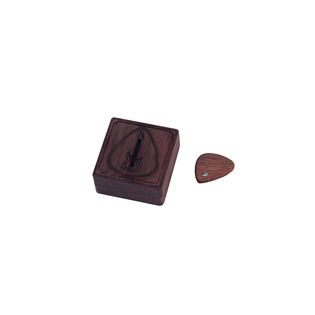 Premium Wooden Guitar Pick Box - Durable Plectrum Storage Case with 1 Free Pick - Ideal for Guitar Accessories Organization & Travel Use