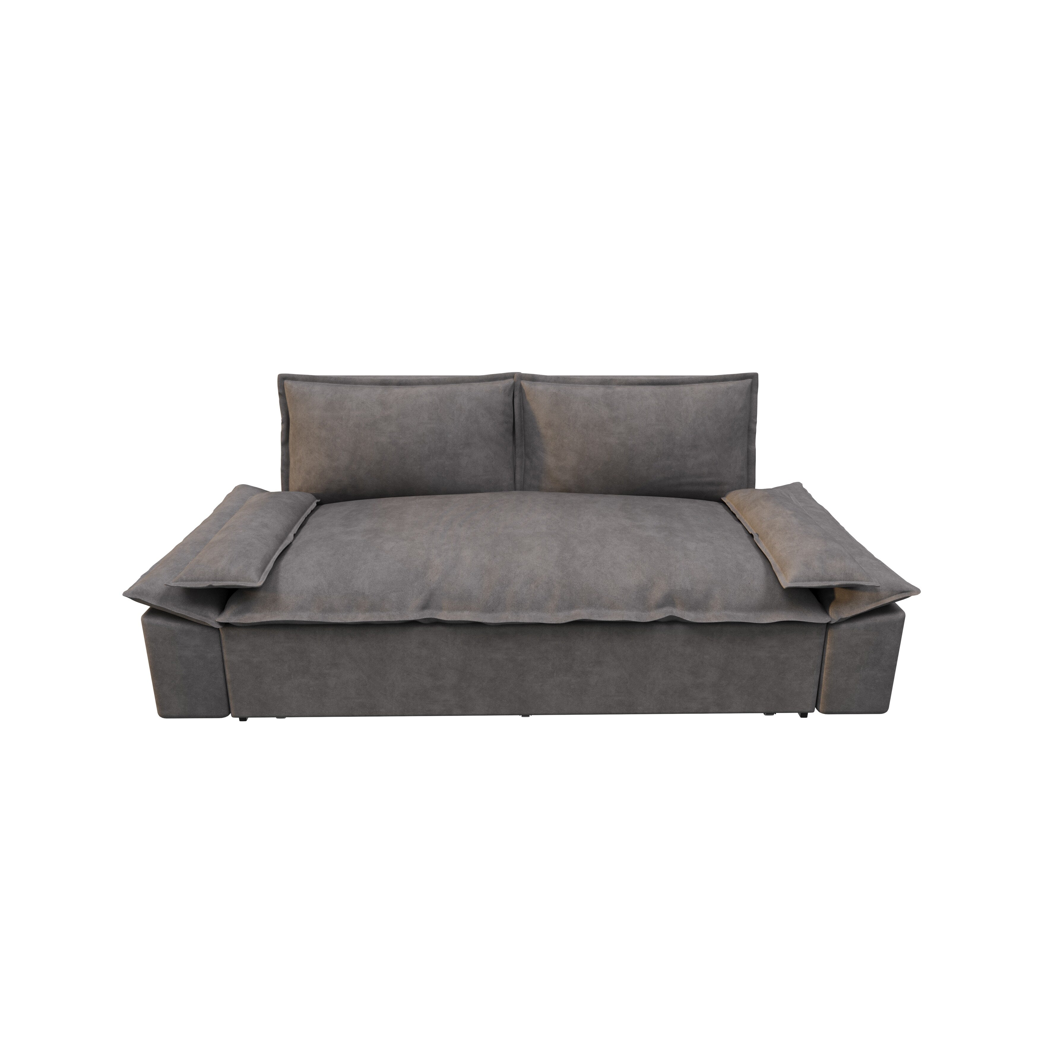 3 in 1 Convertible Sleeper Sofa Bed - Queen Size Pull Out Couch with Velvet Upholstery & Pillows - Space Saving Furniture for Small Apartments, Guest Rooms & Home Offices