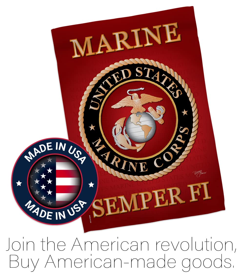 USMC Semper Fi Garden Flag Set - Double-Sided Military Yard Decor for Veterans