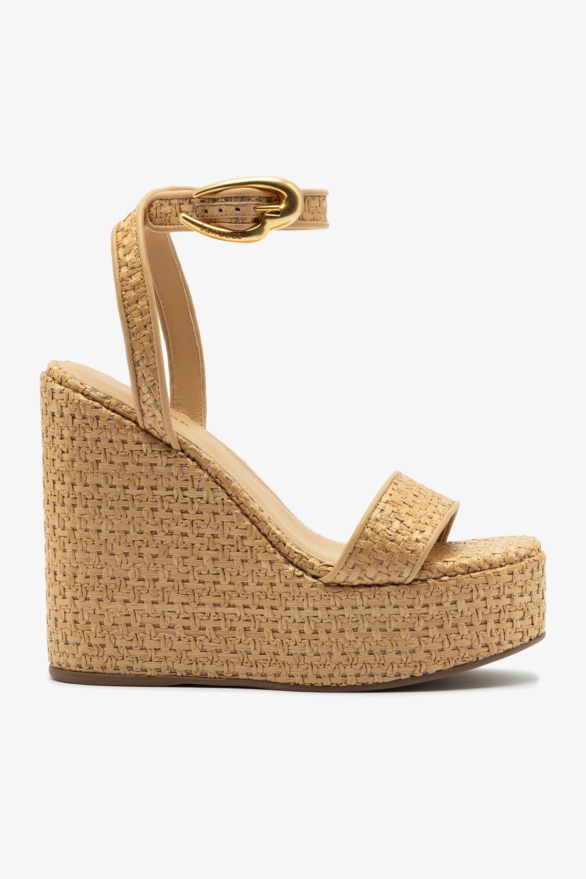 Verona Hi Wedge Sandals in Beige Leather & Natural Raffia - Comfortable Women's Summer Wedge Shoes for Beach, Vacation & Casual Outings