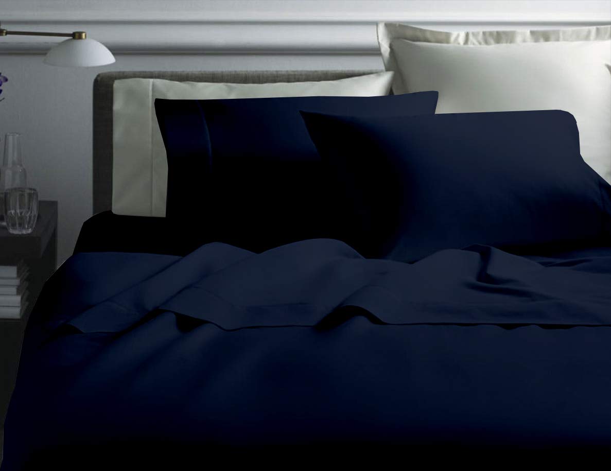 Premium Giza Cotton Queen Sheet Set - 4 Piece Luxury Bedding in Indigo - Soft & Breathable for Ultimate Comfort - Perfect for Master Bedrooms & Guest Rooms