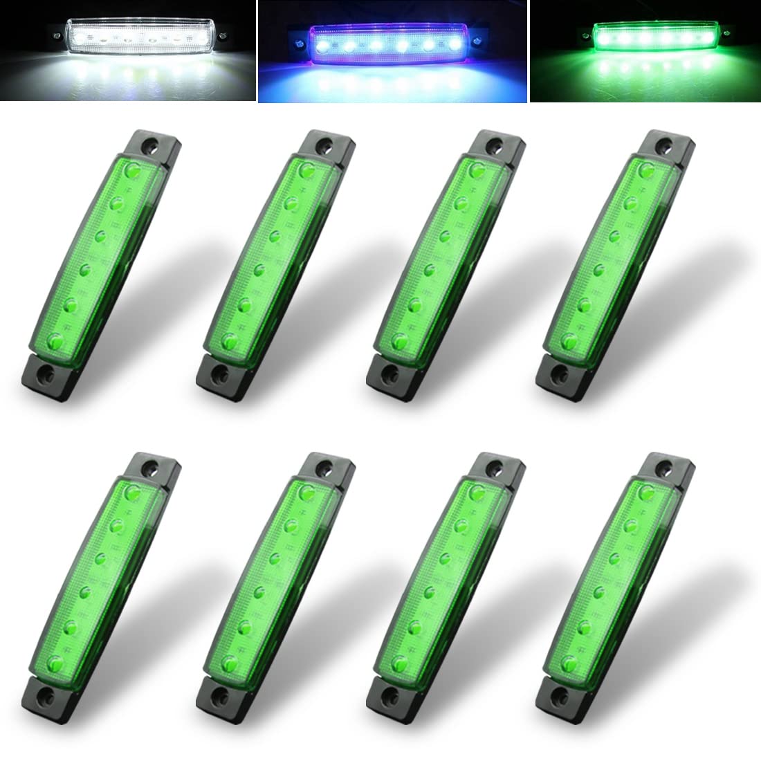 Botepon 8Pcs LED Rock Lights - Waterproof RGB Underglow Wheel Well Lights for Trucks, Jeeps, ATVs, UTVs & Off-Road Vehicles | Multi-Color Accent Lighting for Car Shows, Night Rides & Off-Road Adventures (Green)