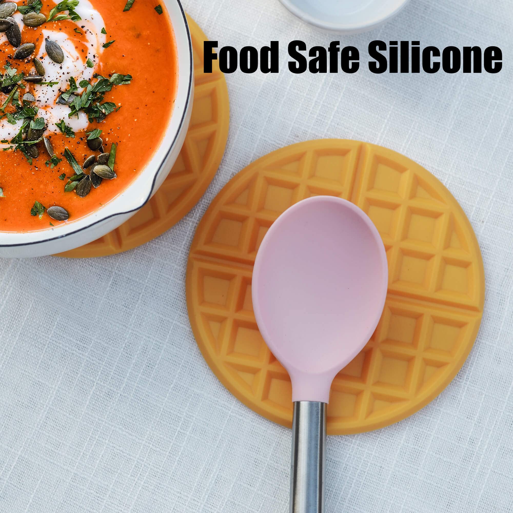 Non-Slip Silicone Kitchen Trivets Set of 3 - Heat Resistant Pot Holders, Waffle Design Hot Pads for Countertops, Stovetop & Dining Table Protection (Yellow) - Perfect for Cooking, Serving & Home Decor