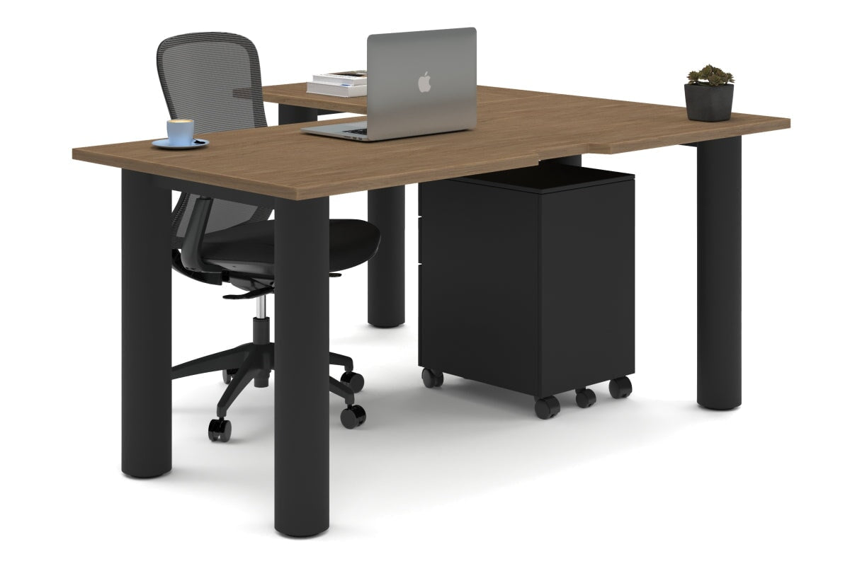 Premium L-Shaped Corner Office Desk with Quadro Cylinder Legs - 1600L x 1550W Workstation with Cable Management Scallop - Perfect for Home Office, Study Room & Small Business Workspace