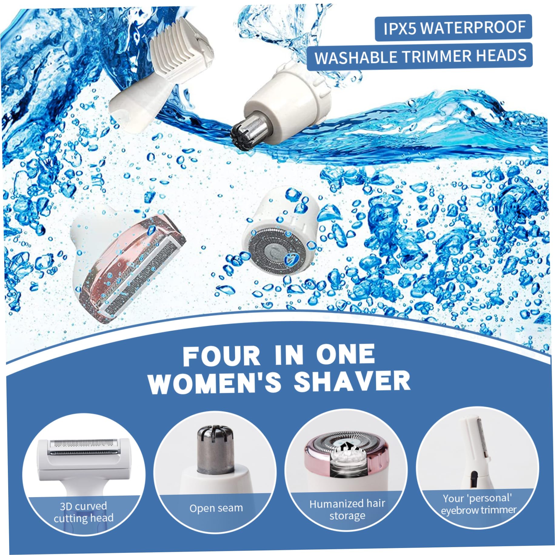 Best Rechargeable Women's Electric Shaver - 4-in-1 Painless Body & Facial Hair Remover for Face, Arms, Legs & Bikini Line | Smooth Shaving for Travel, Gym & Daily Use