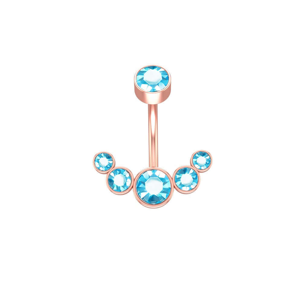 Czech Diamond Navel Ring - Premium 316L Surgical Steel Belly Button Ring | WH6012 for Body Piercing Jewelry & Belly Dance Accessories