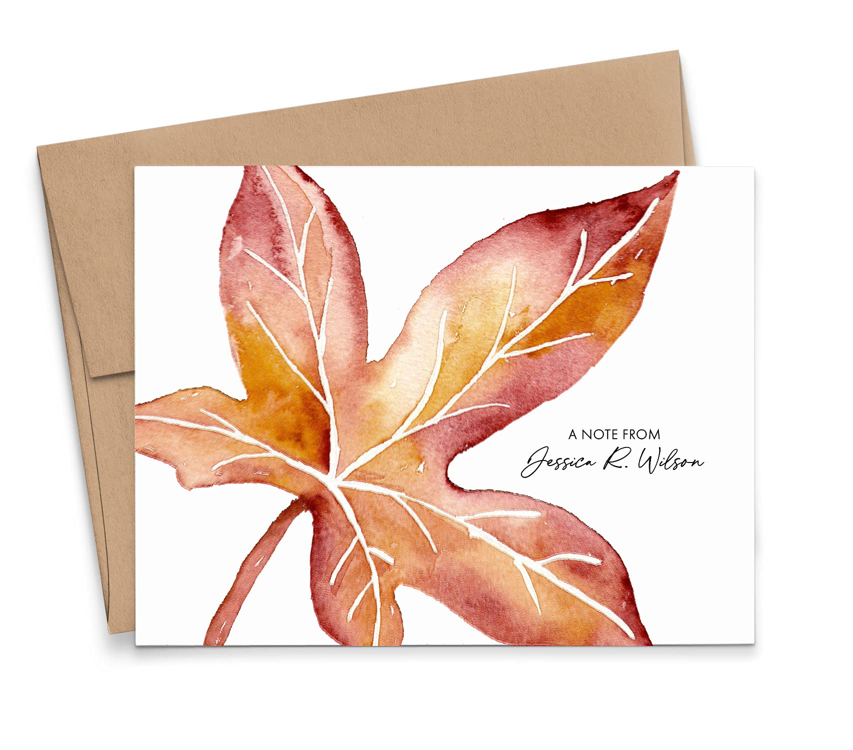 Personalized Maple Leaf Fall Stationery Set - Autumn Themed Folded Note Cards with Envelopes for Women | Perfect for Thanksgiving Greetings, Seasonal Correspondence & Handwritten Letters