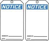 Accuform MNT101CTP 5 7/8'' x 3 1/8'' 10 Mil PF-Cardstock Safety Tags - 25 Pack Blank Accident Prevention Notices for Workplace & Construction Site Safety