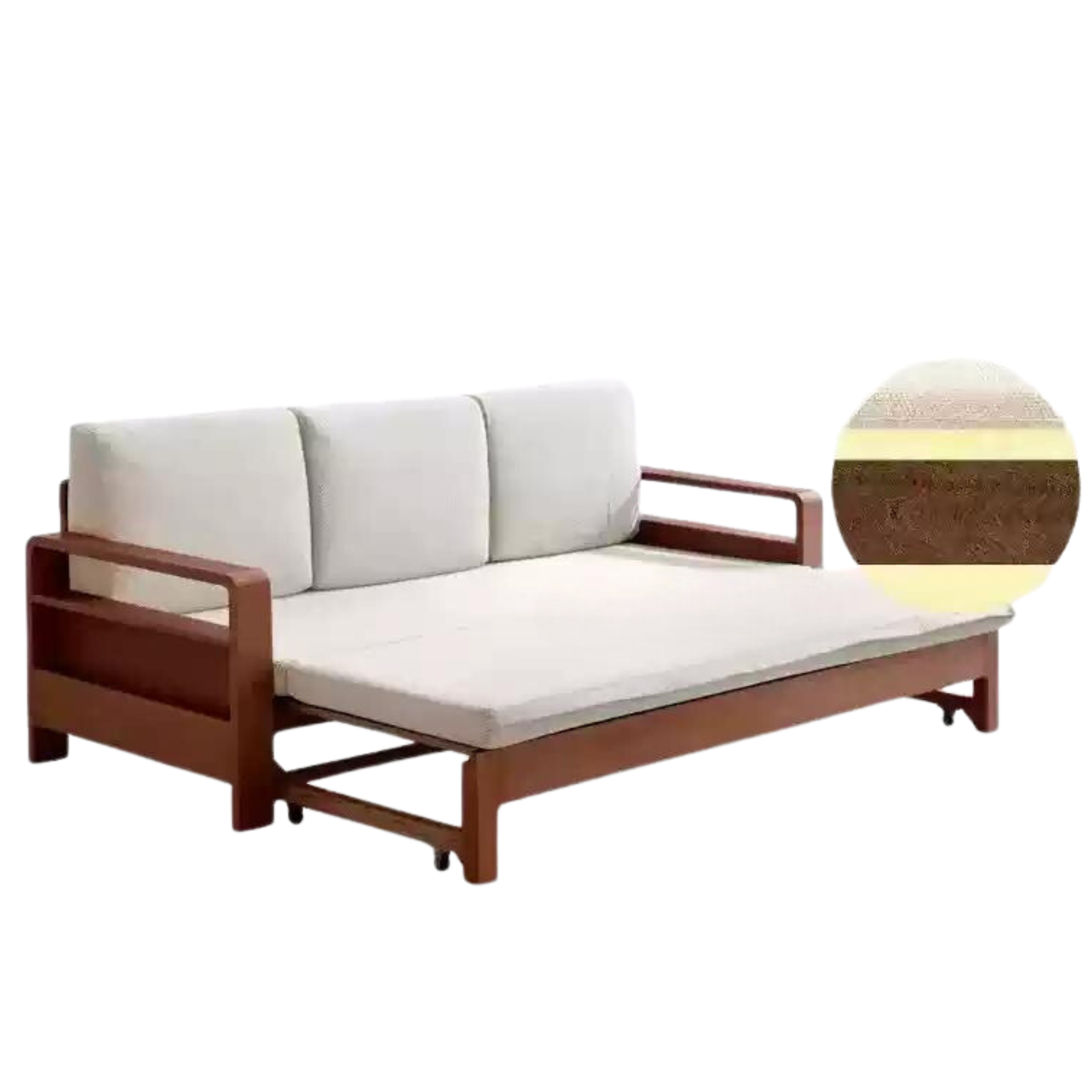 Oak & Beech Folding Multi-Functional Storage Sofa Bed - Convertible Guest Bed with Hidden Storage for Small Spaces, Living Rooms & Apartments