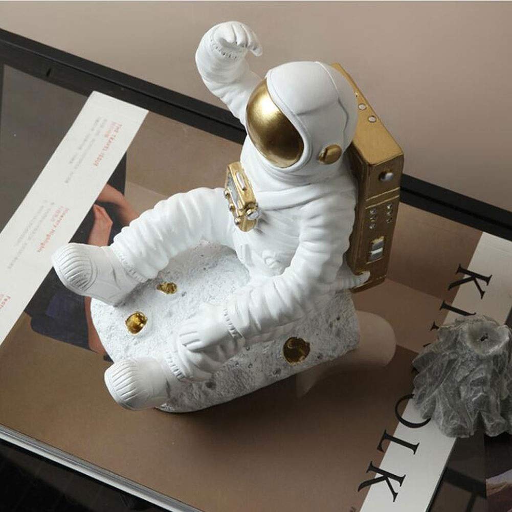 Creative Astronaut Resin Bookends - Decorative Book Stand for Shelf & Bookcase, Gold Home Office Supplies | Perfect for Kids' Rooms, Study Spaces & Sci-Fi Themed Decor