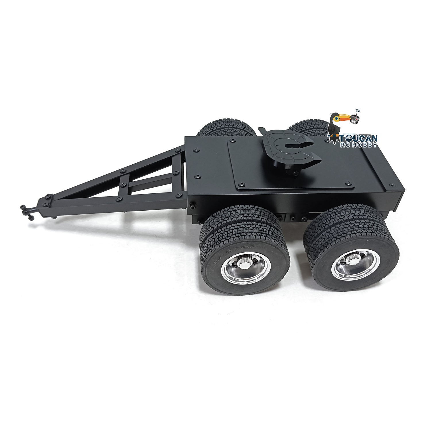 1/14 Scale Metal RC Trailer with 2 Axles & Fifth Wheel for LESU Remote Control Truck - DIY Construction Vehicle Model for Hobbyists | Perfect for Off-Road Play & Display Collections