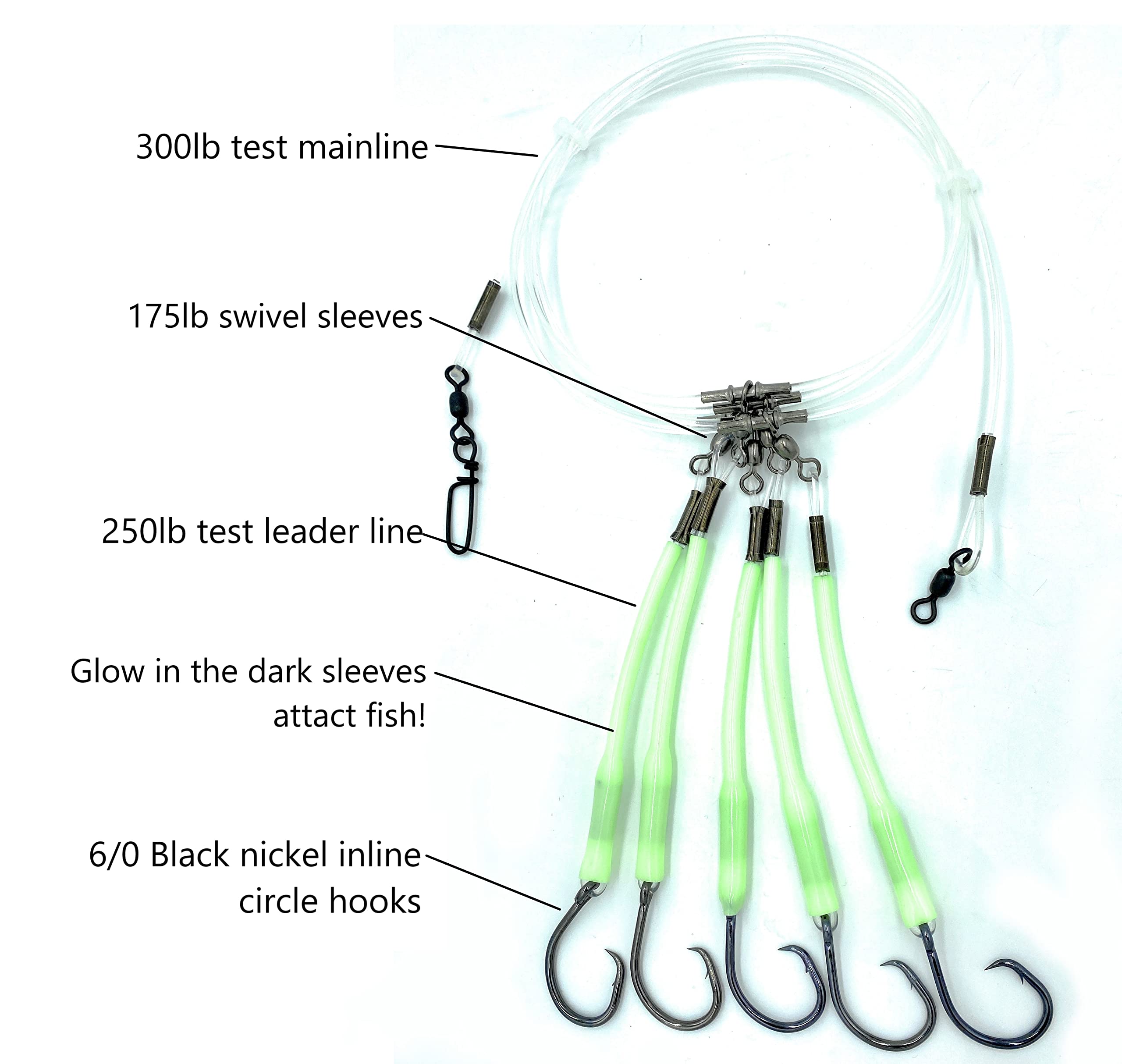 6/0 Deep Drop Snapper Fishing Rig Bundle - 3 Rigs, 2 LED Deep Drop Lights, 2 Heavy Deep Drop Weights for Offshore Bottom Fishing | Perfect for Deep Sea Snapper, Grouper & Tilefish Angling