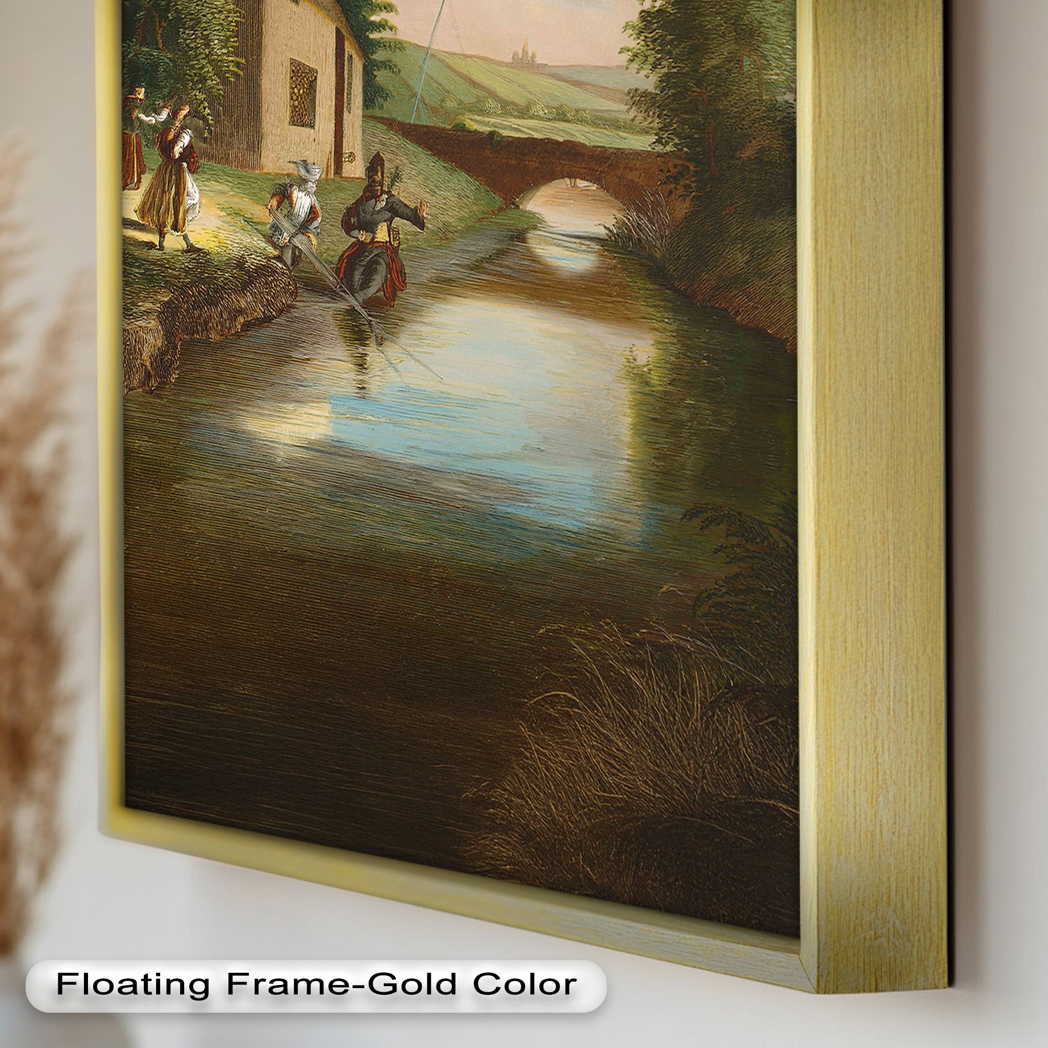 Romantic English Countryside Historic Oil Painting - A Day by the River - Perfect for Home Decor, Living Room Wall Art & Gift Ideas