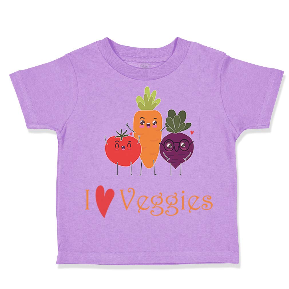 Organic Cotton Toddler T-Shirt - 'I Love Veggies' Funny Vegetable Print Tee for Boys & Girls (4T) - Perfect for Playdates, Daycare & Healthy Eating Promotion