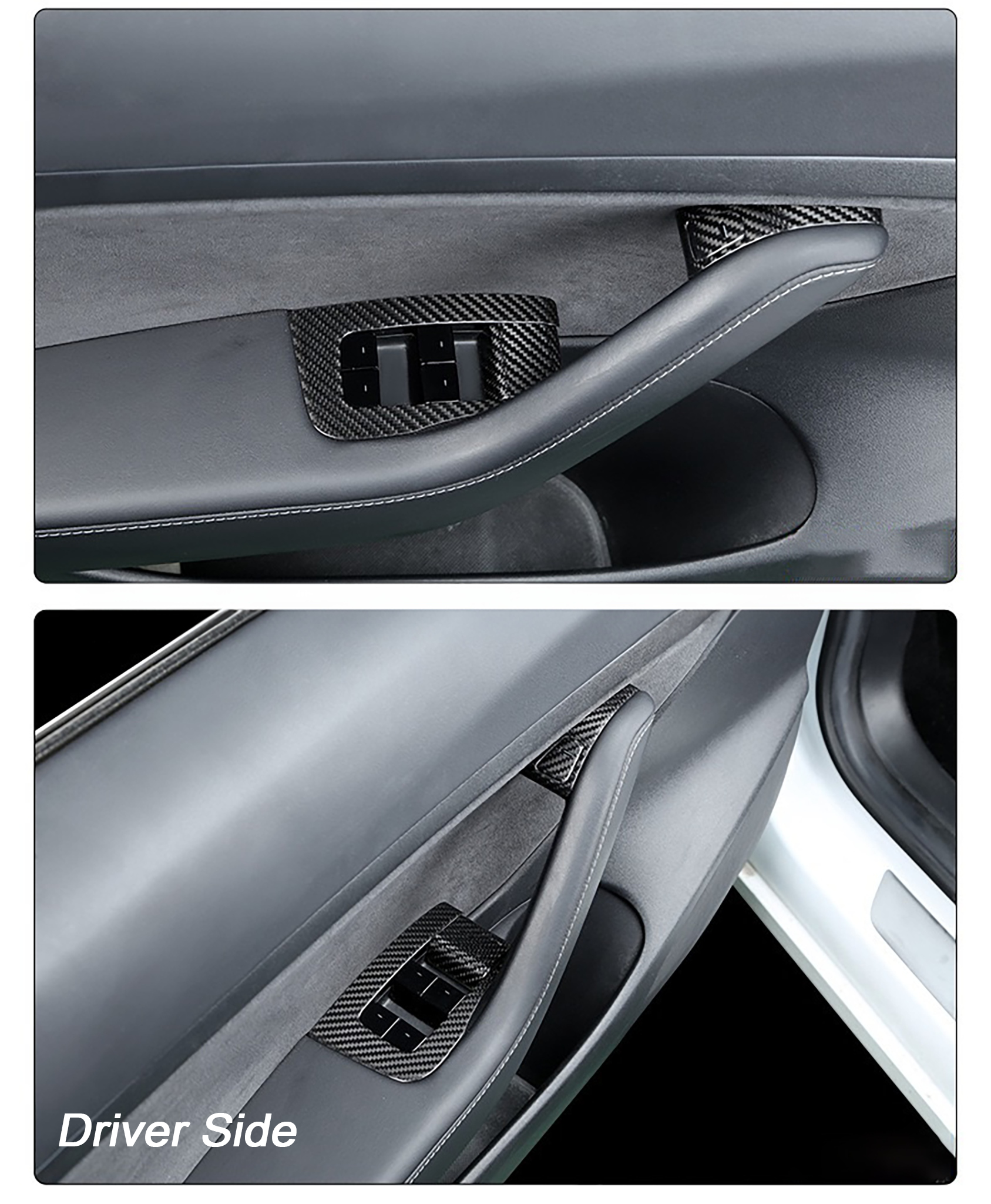 Premium Real Carbon Fiber Window Switch Trim Cover for Tesla Model 3 & Y | 2024+ Model 3 Highland (RHD/LHD Compatible) | Interior Upgrade & Luxury Car Accessory | Perfect for Car Enthusiasts & Tesla Owners