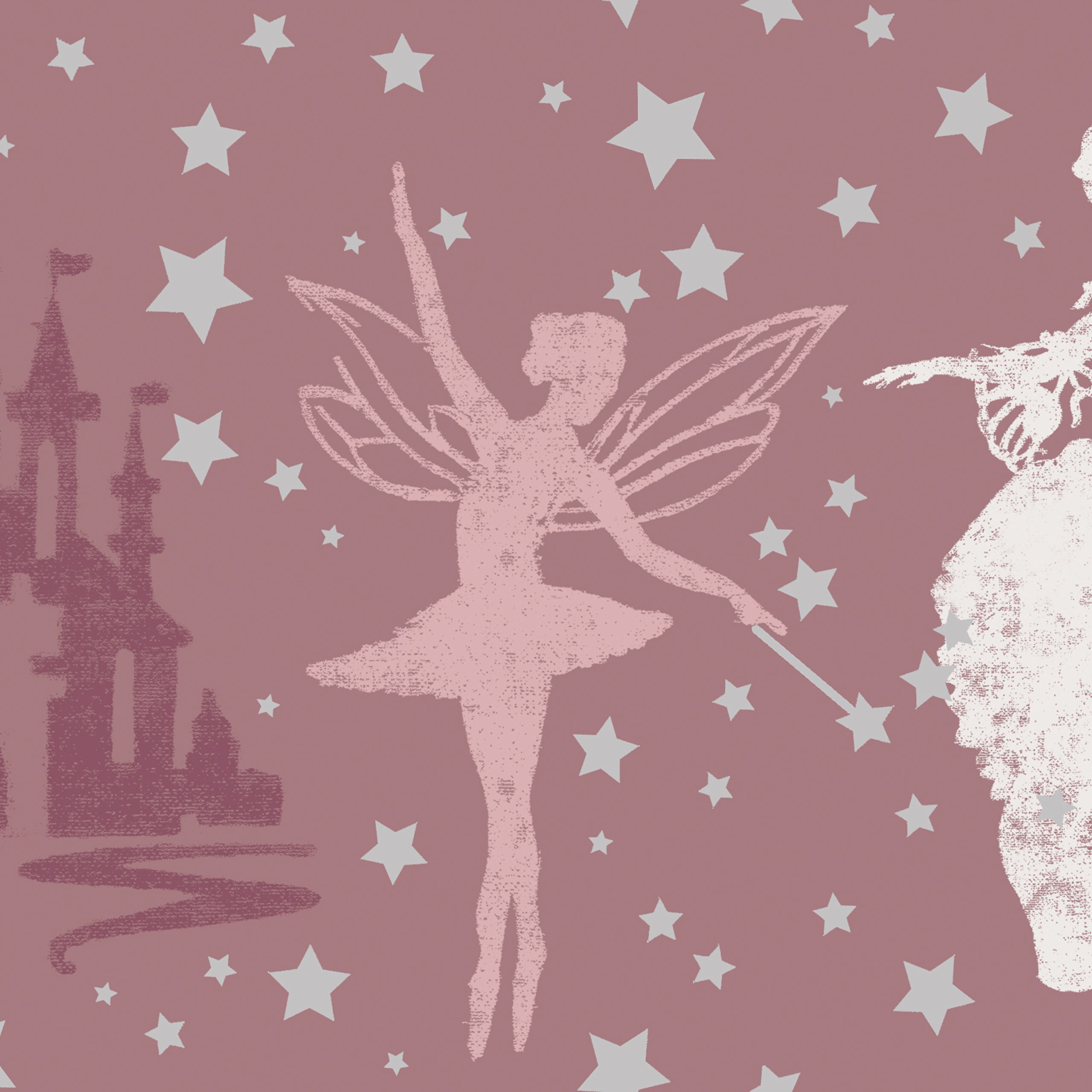 Tempaper Kids Pink and Metallic Silver Princess Wallpaper | Designer Removable Peel and Stick Borders & Stripes for Nursery, Bedroom, and Playroom Decor