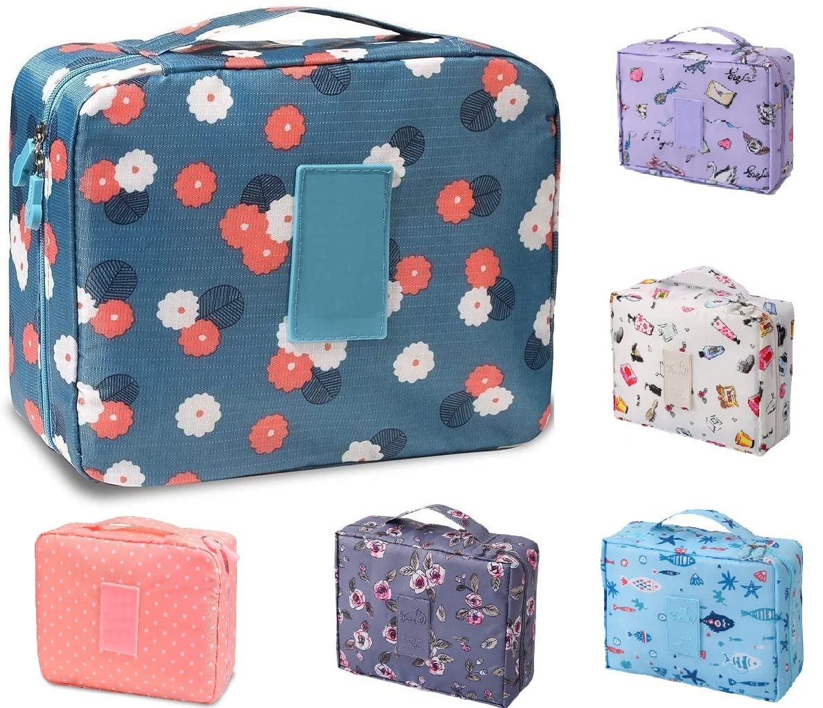 Foldable Travel Toiletry Bag - Waterproof Cosmetic Makeup Organizer Pouch with Carry Handle for Women & Men (Multi Colors) | Perfect for Vacation, Gym, Camping & Business Trips