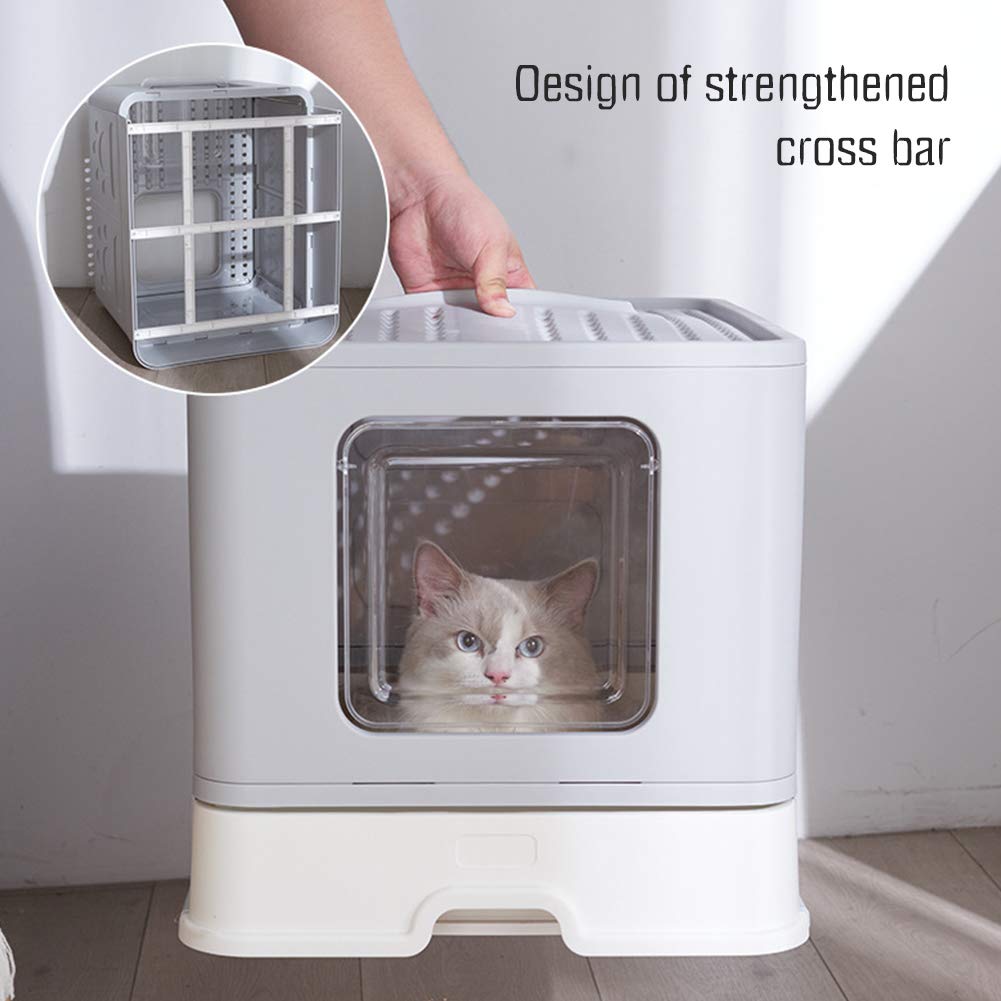 La La Pet® Foldable Cat Litter Box - Front Entry & Top Exit Design with Removable Tray & Scoop for Large Cats (Green) | Space-Saving Solution for Small Apartments & Travel
