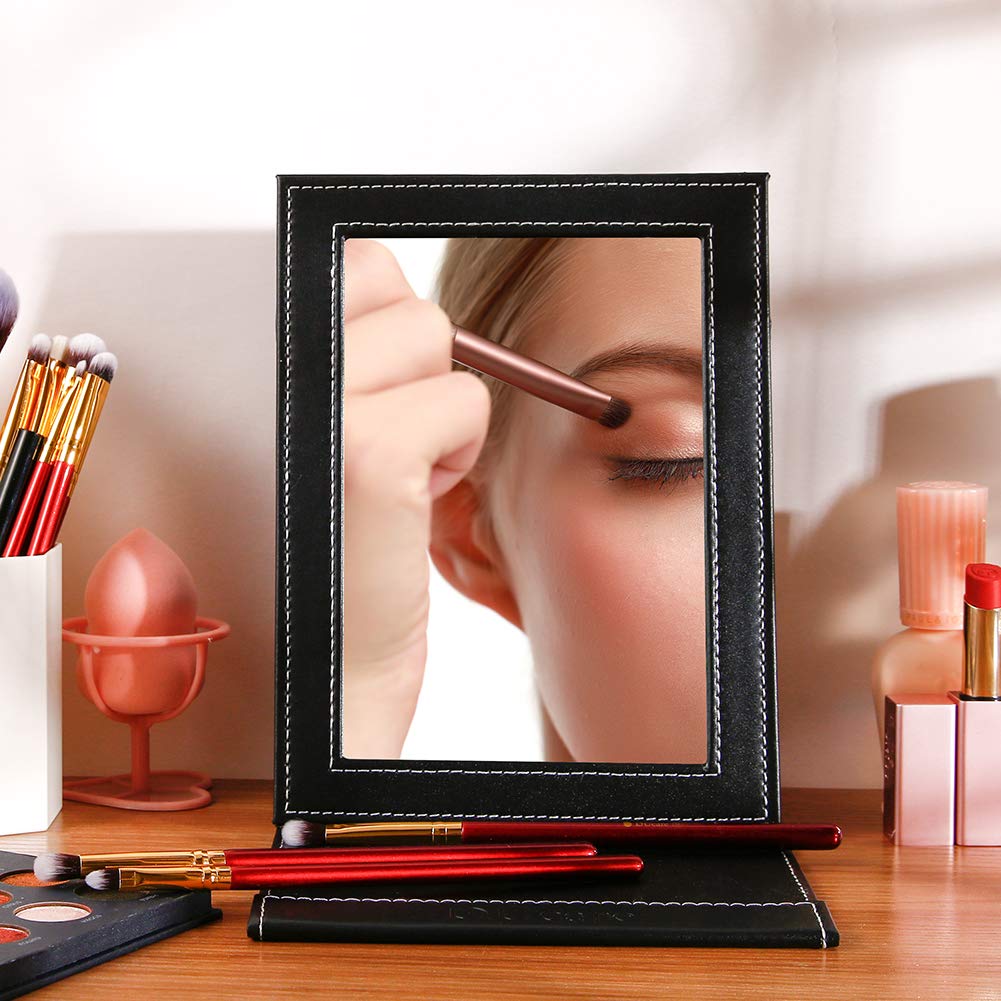 DUcare Portable Folding Vanity Mirror with Stand - Adjustable Rectangular Travel Mirror, Ultra-Thin & Lightweight for Makeup, Home, Camping, and On-The-Go Use