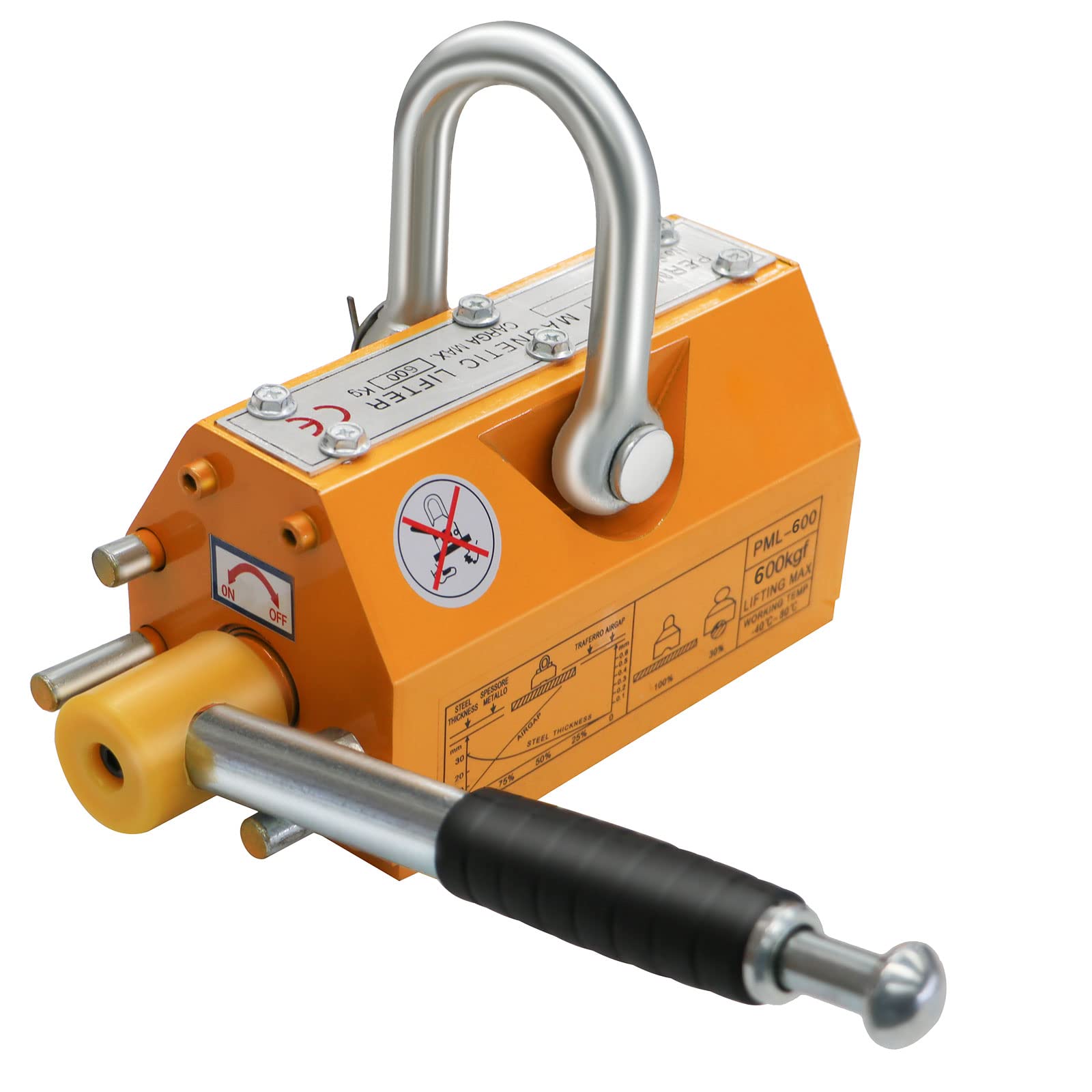 RYFT 600KG (1320Lbs) Heavy Duty Magnetic Lifter with Strong Neodymium Magnets & Safety Release - Permanent Lift Magnet for Shop Crane, Hoist, Steel Plate & Board Handling - Ideal for Construction, Metal Fabrication & Warehouse Lifting Operations