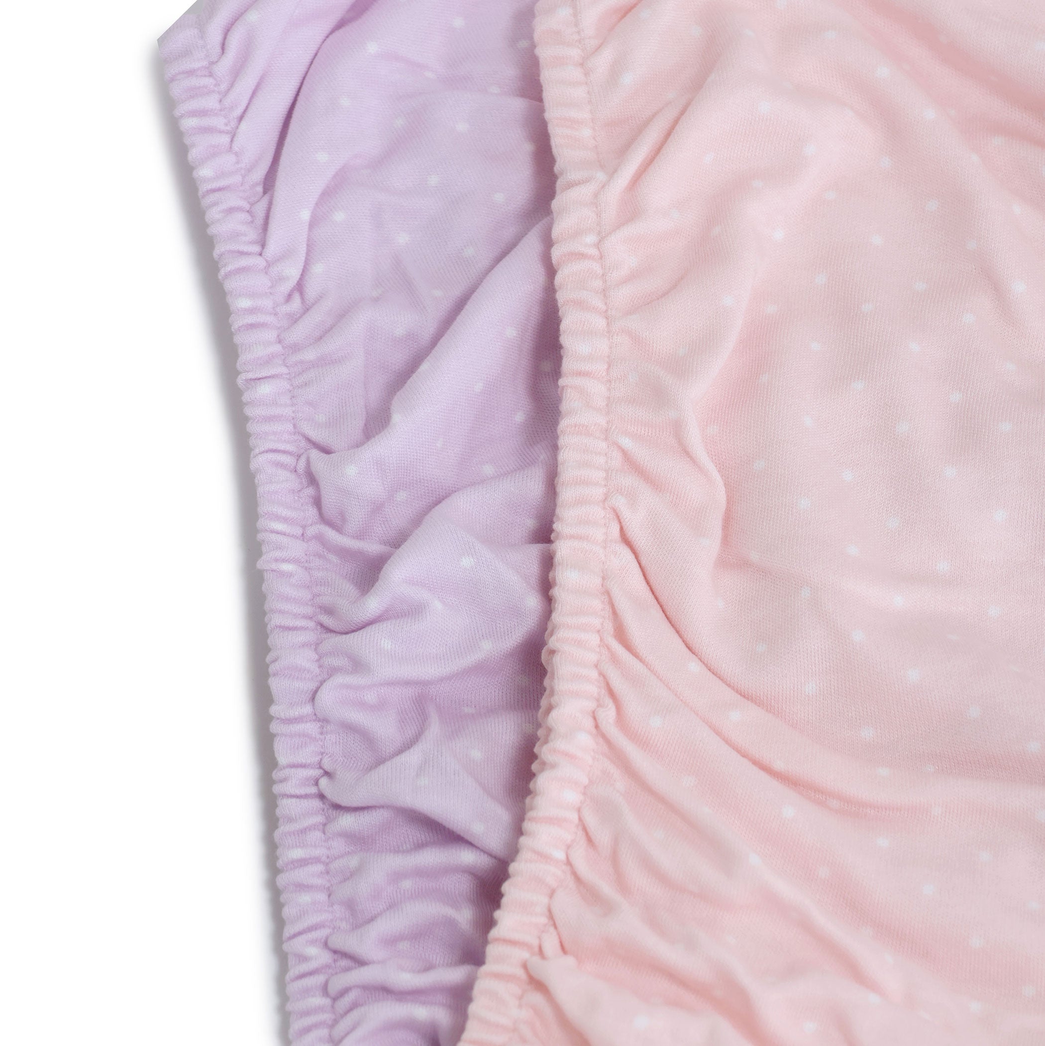 2-Pack Jersey Cotton Fitted Sheets - Soft Pink & Lilac Confetti Print - Perfect for Kids' Rooms, Dorms & Guest Beds
