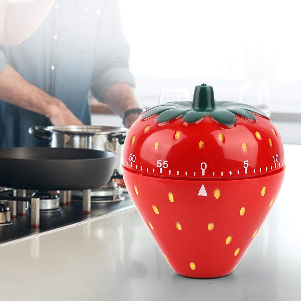 Strawberry Shaped Kitchen Timer - Mechanical Wind-Up Cooking Timer for Baking, Boiling & Meal Prep - Durable Red Home & Kitchen Countdown Timer