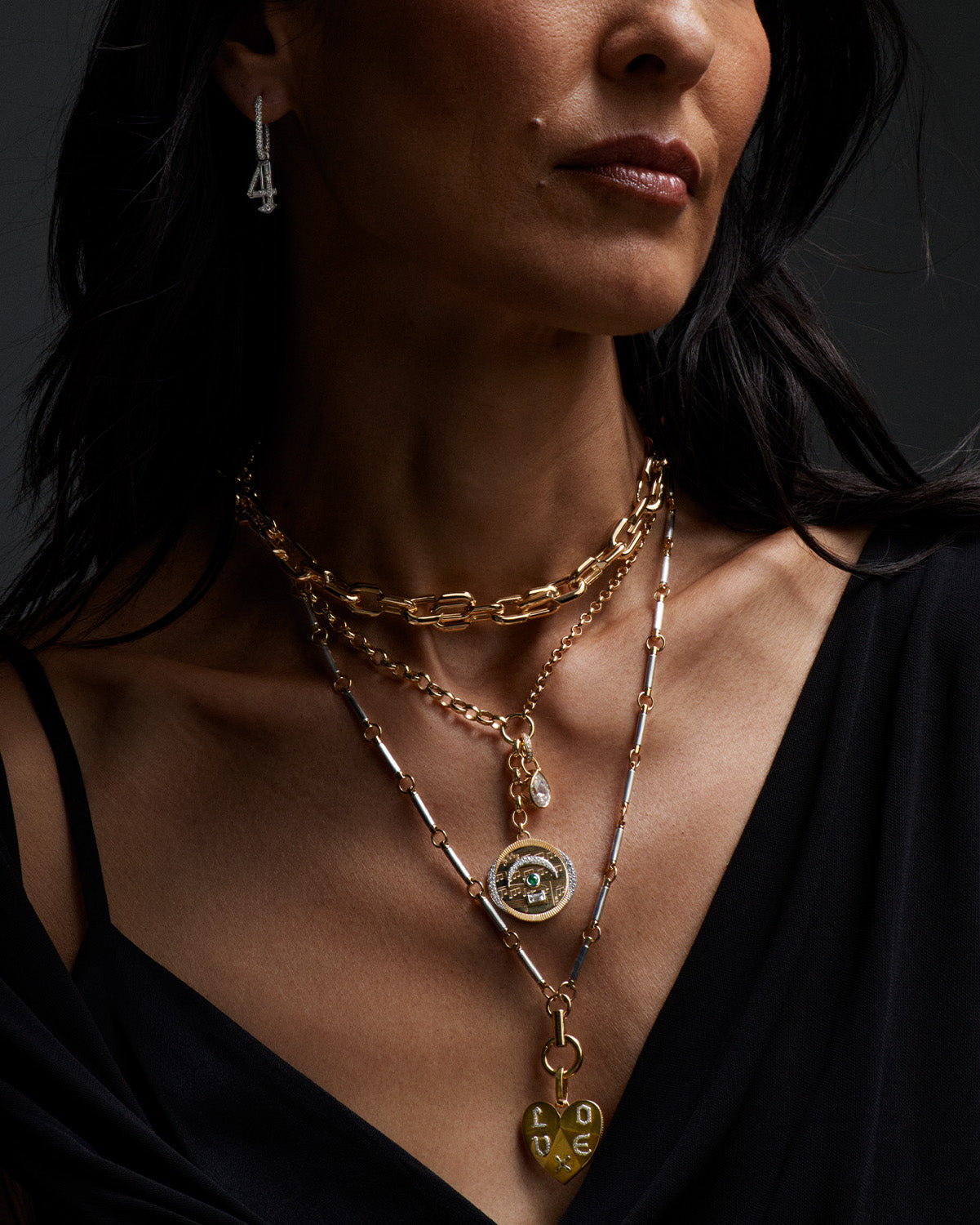 Pause Internal Compass Heavy Mixed Belcher Extension Chain Necklace - Stylish Layered Jewelry for Women, Perfect for Casual Wear, Parties & Gift Giving